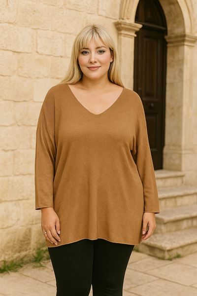 Picture of CURVY GIRL SOFT V NECK JUMPER